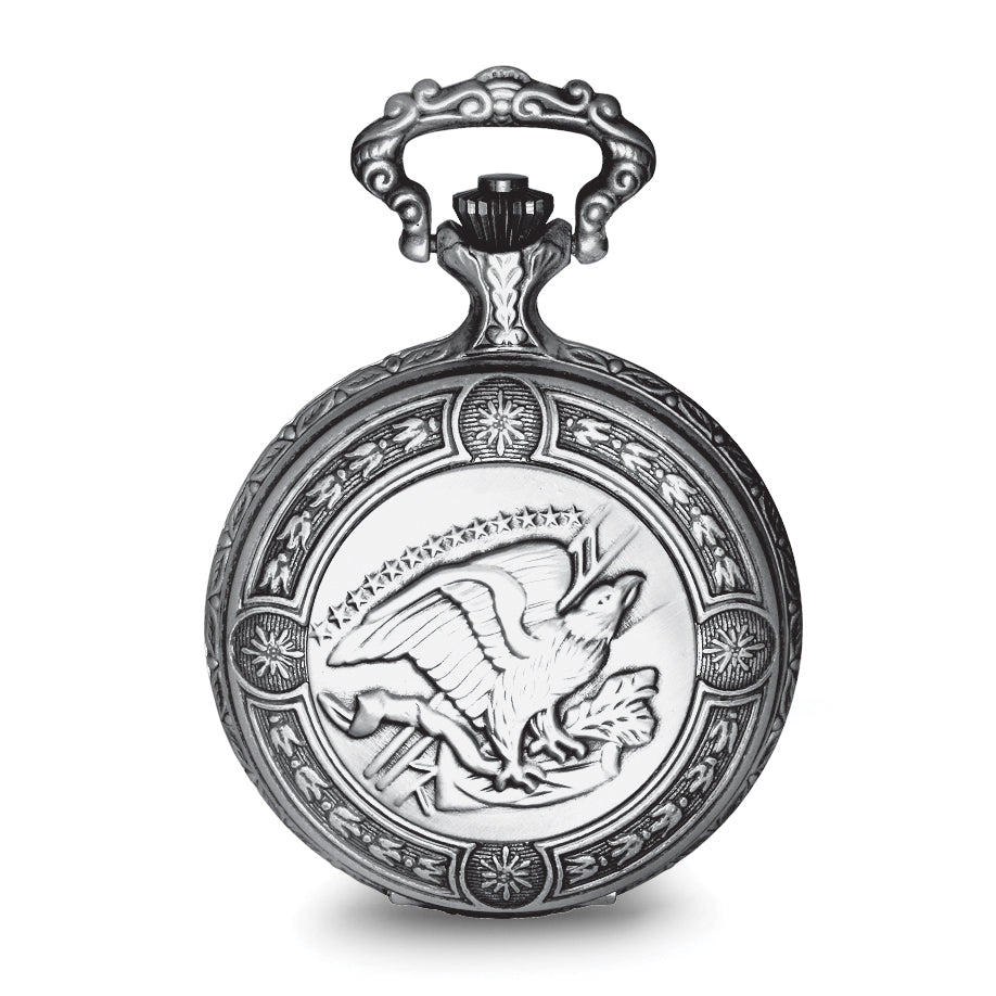 Charles Hubert Antique Chrome & Satin Eagle Medallion Pocket Watch