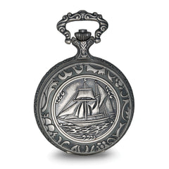 Charles Hubert Antique Chrome-finish Sailing Ship Pocket Watch