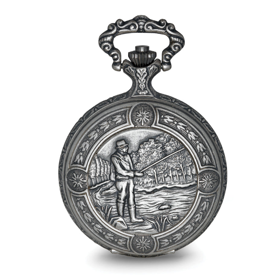 Charles Hubert Antique Chrome-finish Fisherman Pocket Watch