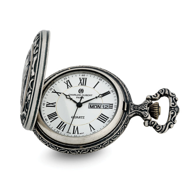 Charles Hubert Antique Chrome-finish Fisherman Pocket Watch