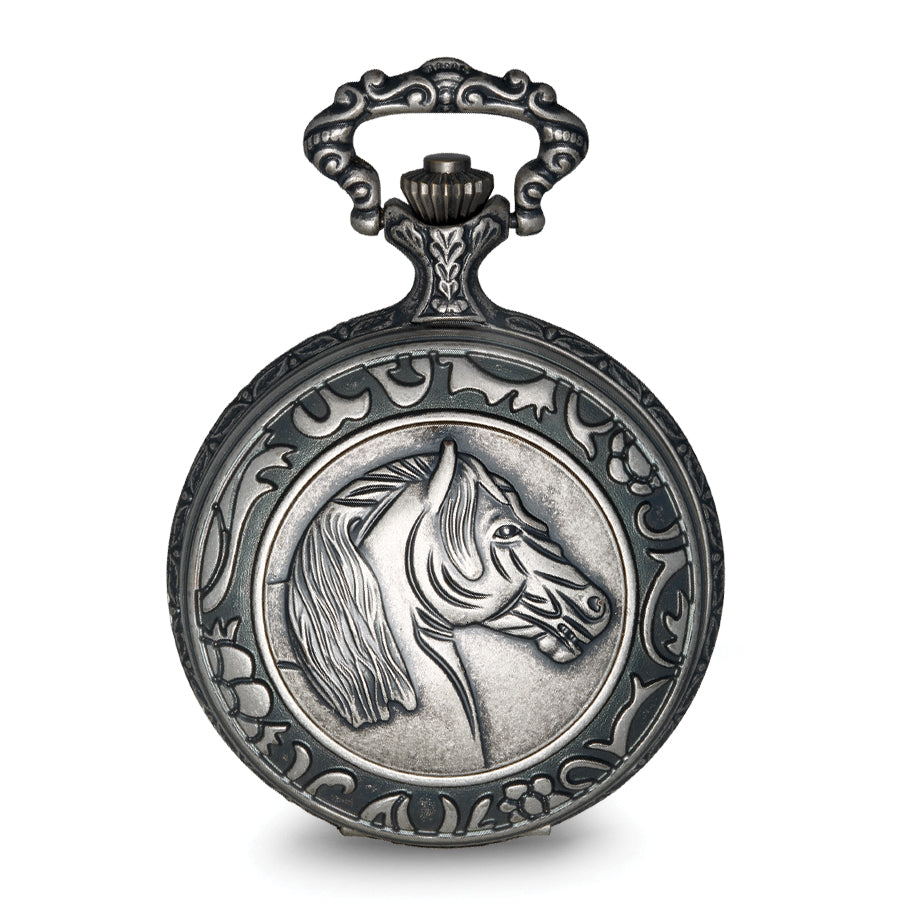 Charles Hubert Antique Chrome-finish Horse Pocket Watch