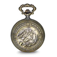 Charles Hubert Antique Gold-finish 2 Horses Pocket Watch