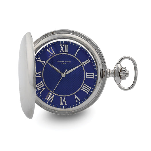 Charles Hubert Chrome-finish Blue Dial Quartz Pocket Watch