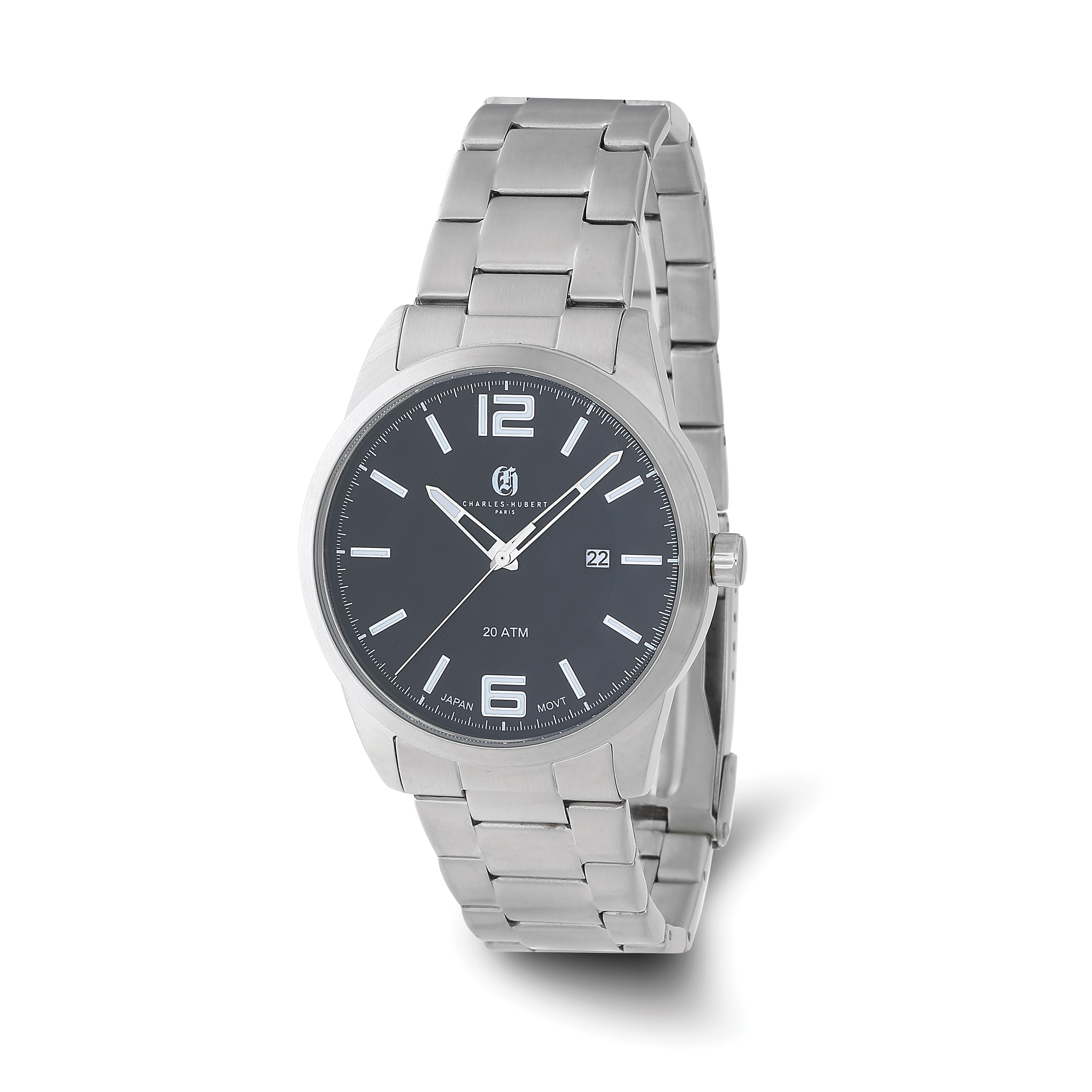 Charles-Hubert Stainless Steel Black Dial with Date Watch