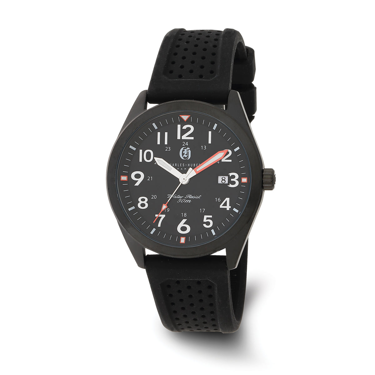 Charles-Hubert Black IP-plated Stainless Steel Black Dial with Date Watch