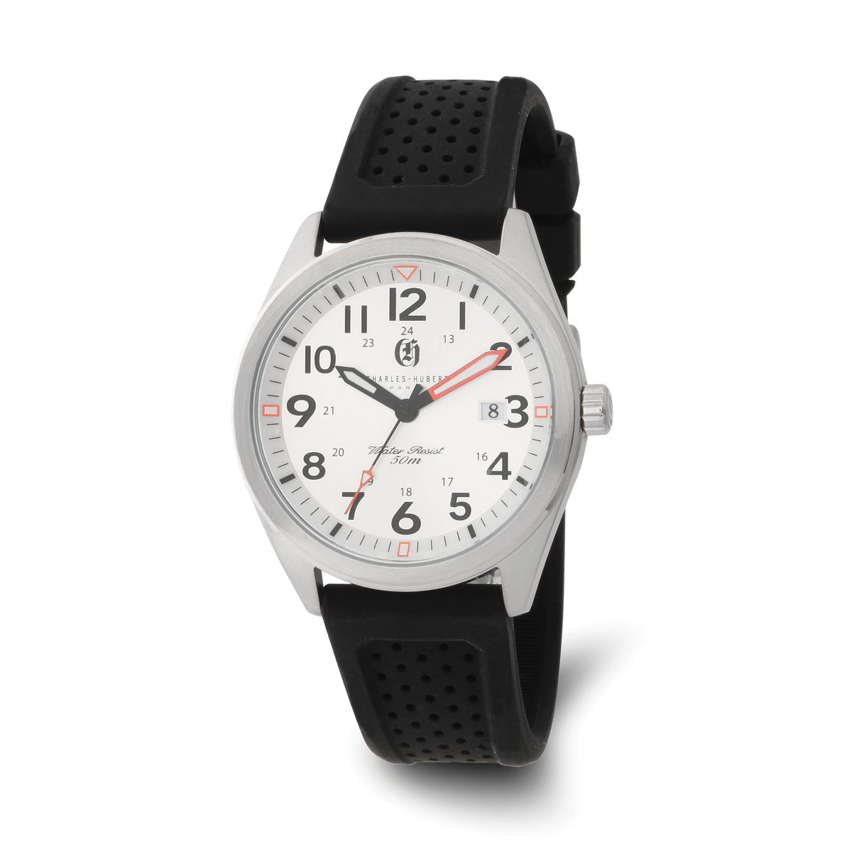 Charles-Hubert Stainless Steel White Dial with Date Watch