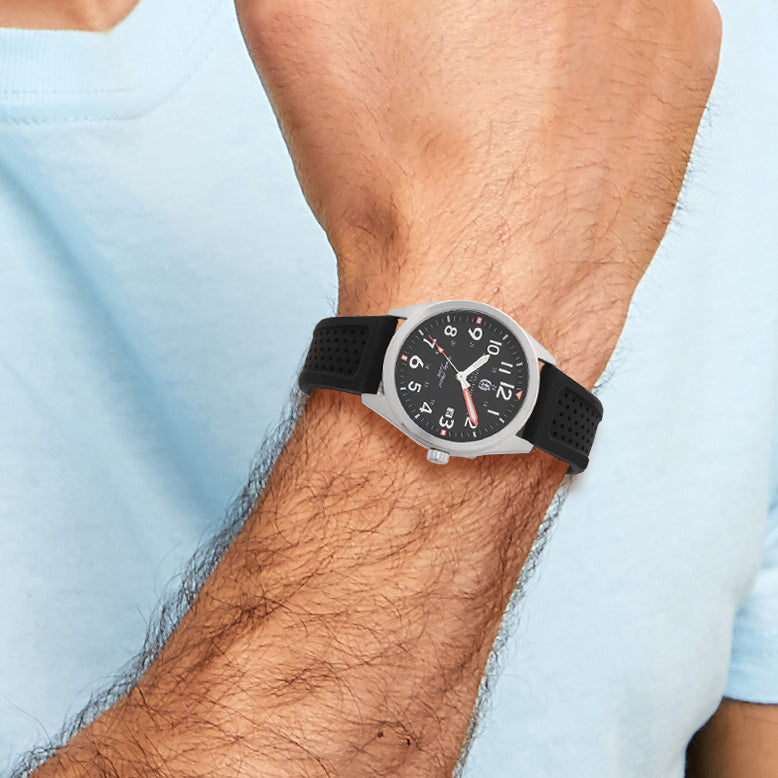 Charles-Hubert Stainless Steel Black Dial with Date Watch