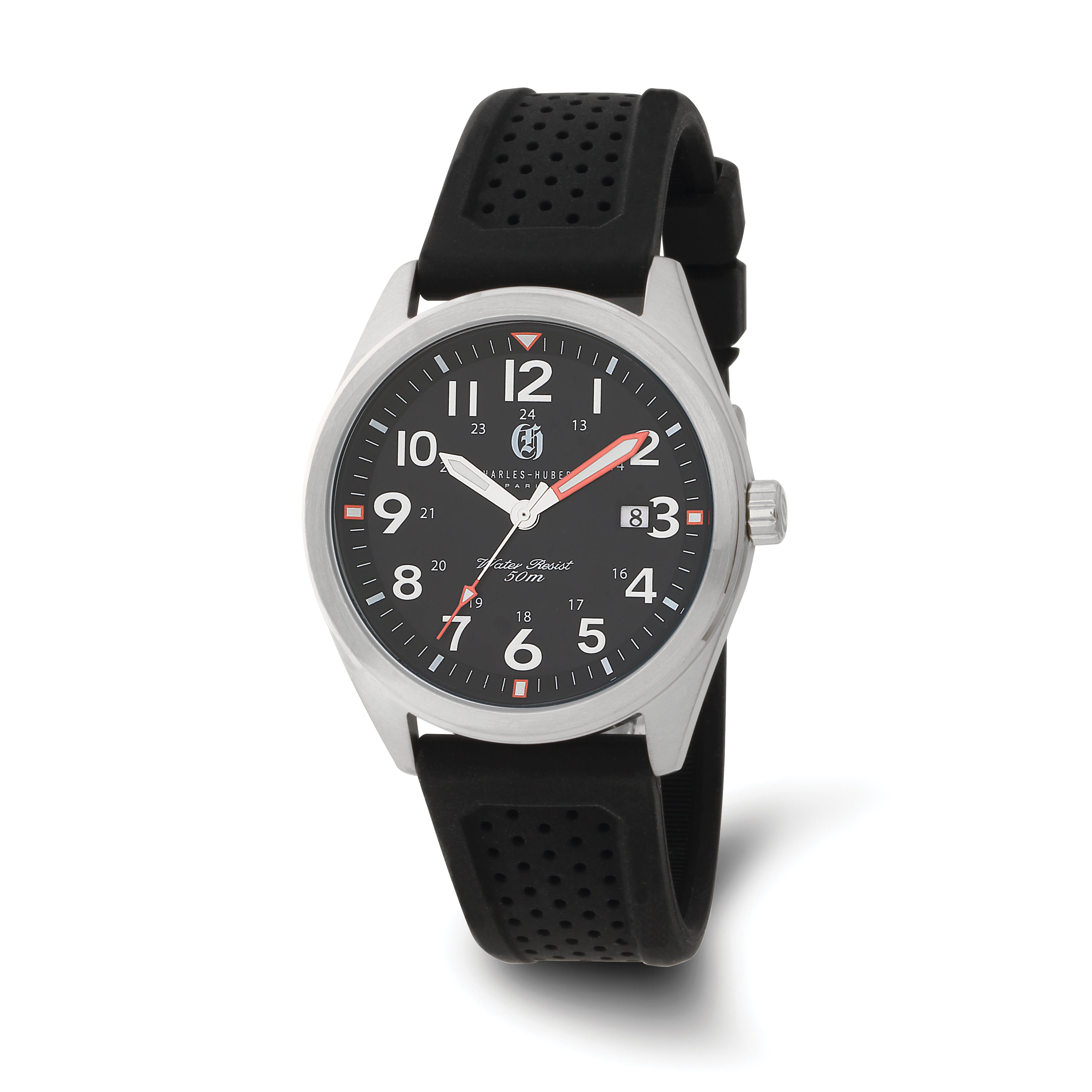 Charles-Hubert Stainless Steel Black Dial with Date Watch