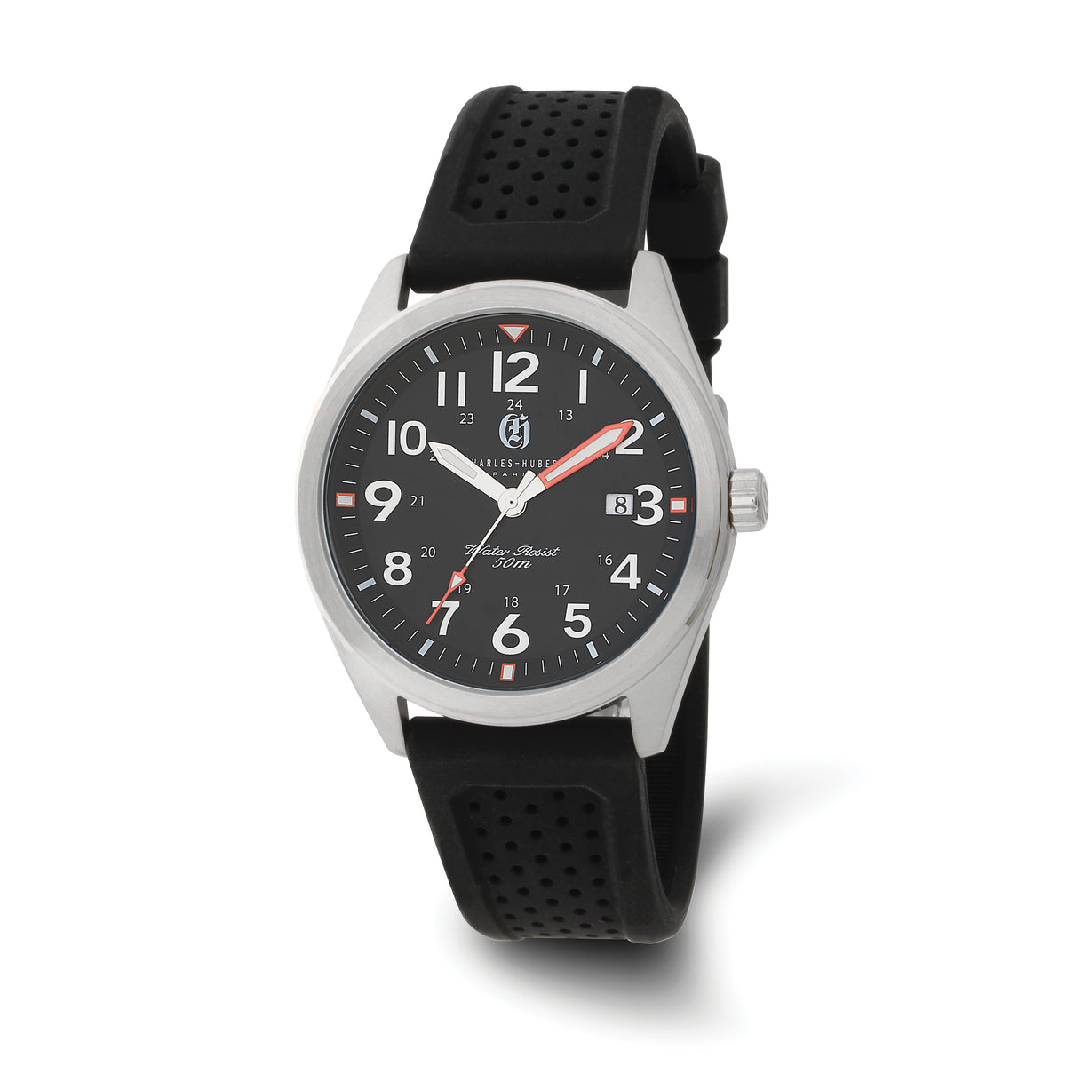 Charles-Hubert Stainless Steel Black Dial with Date Watch