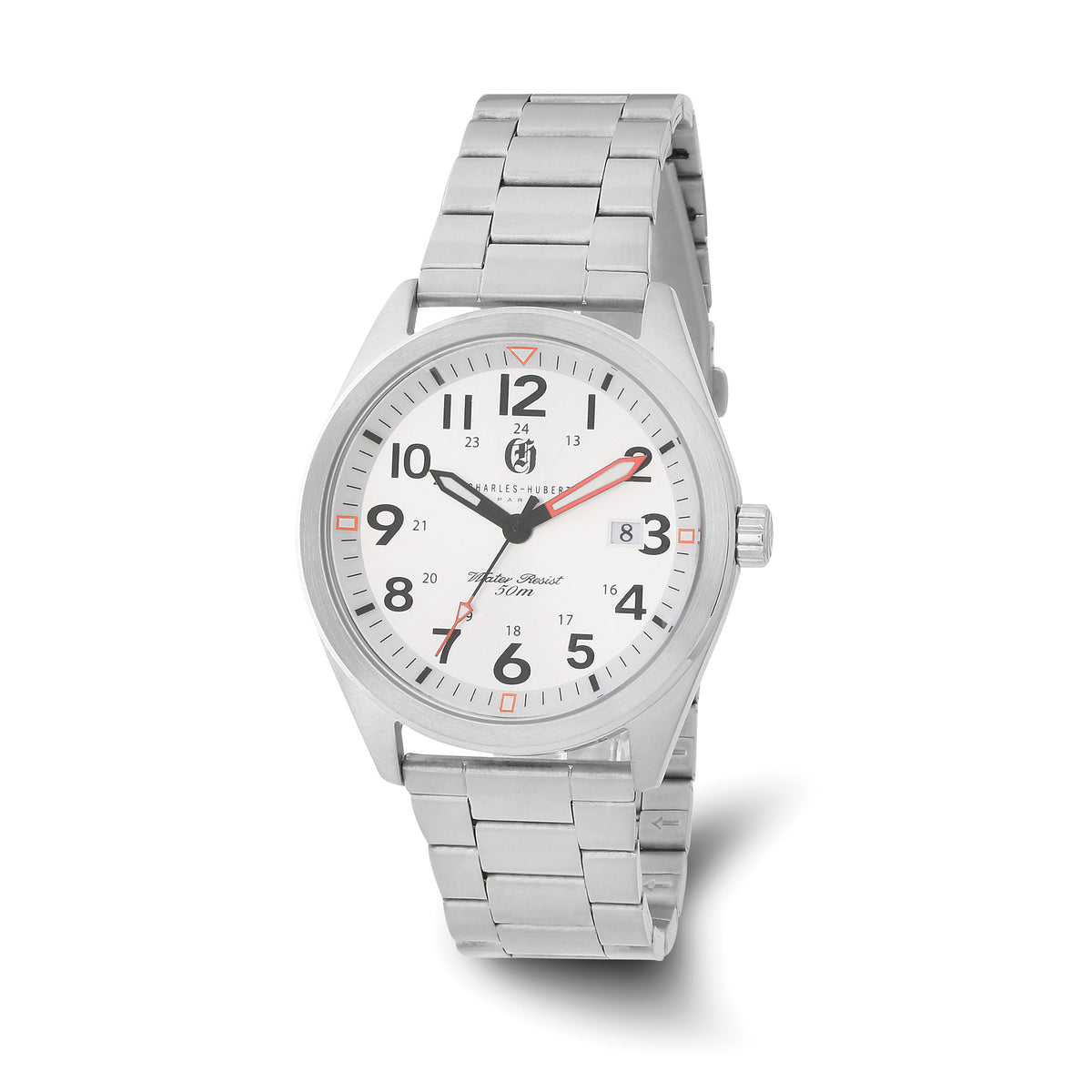 Charles-Hubert Stainless Steel White Dial with Date Watch