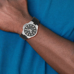 Charles Hubert Stainless Steel Black Dial Watch