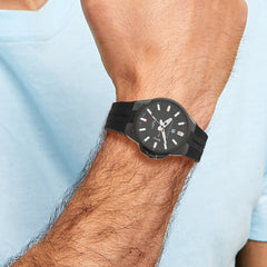 Charles Hubert Black IP-plated Stainless Steel Black Dial Watch