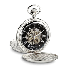 Charles Hubert Chrome-finish Double Hunter Black Dial Pocket Watch