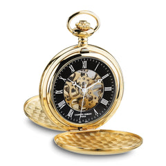 Charles Hubert Gold-plated Double Hunter Black Dial Pocket Watch