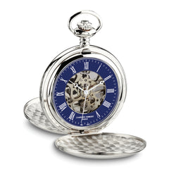 Charles Hubert Chrome-finish Double Hunter Blue Dial Pocket Watch