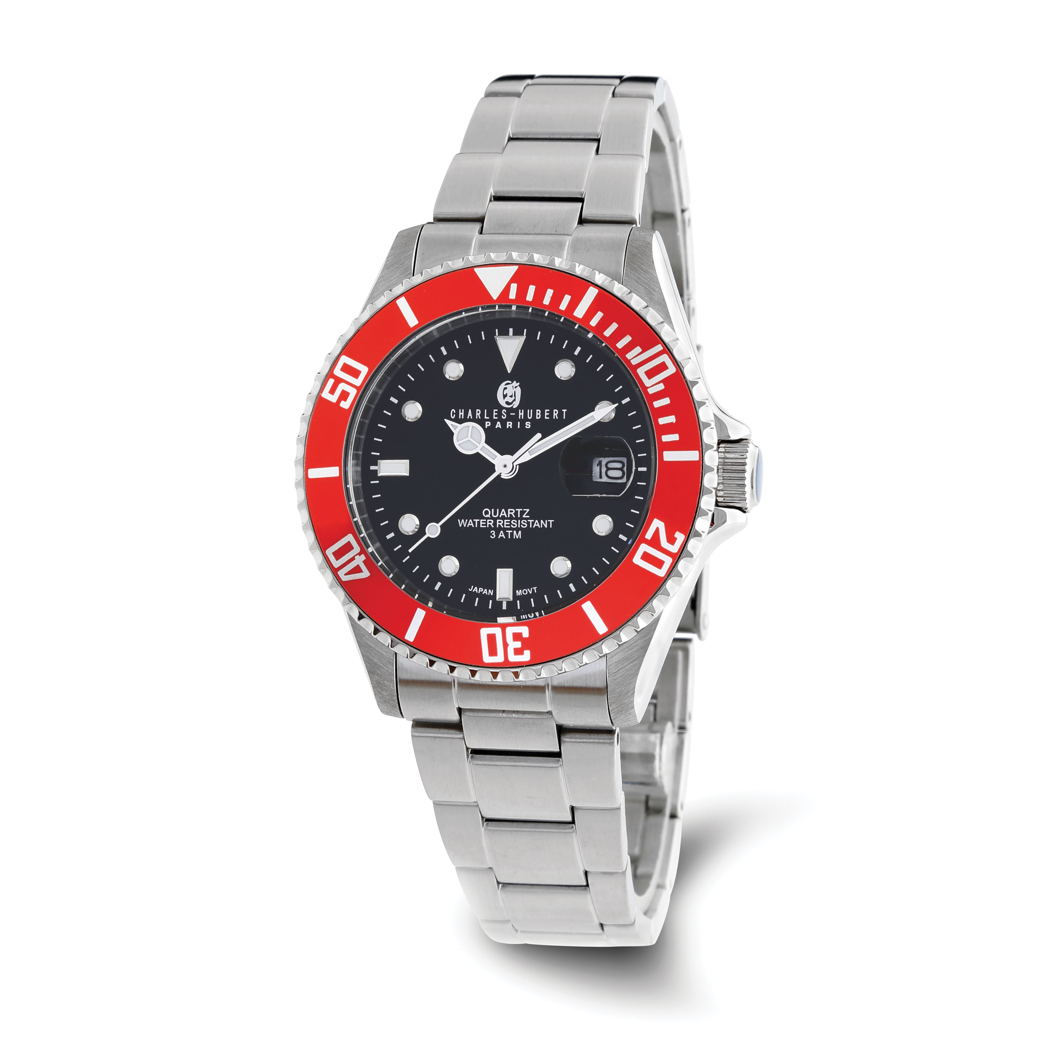 Charles Hubert Stainless Steel Black Dial Watch