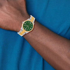 Charles-Hubert Two-Tone Yellow IP-plated Stainless Steel Green Dial with Date Watch