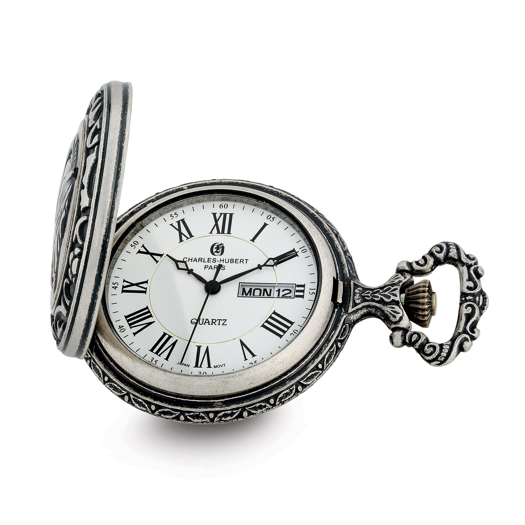 Charles Hubert Antique Chrome-finish Hunter & Dog Pocket Watch