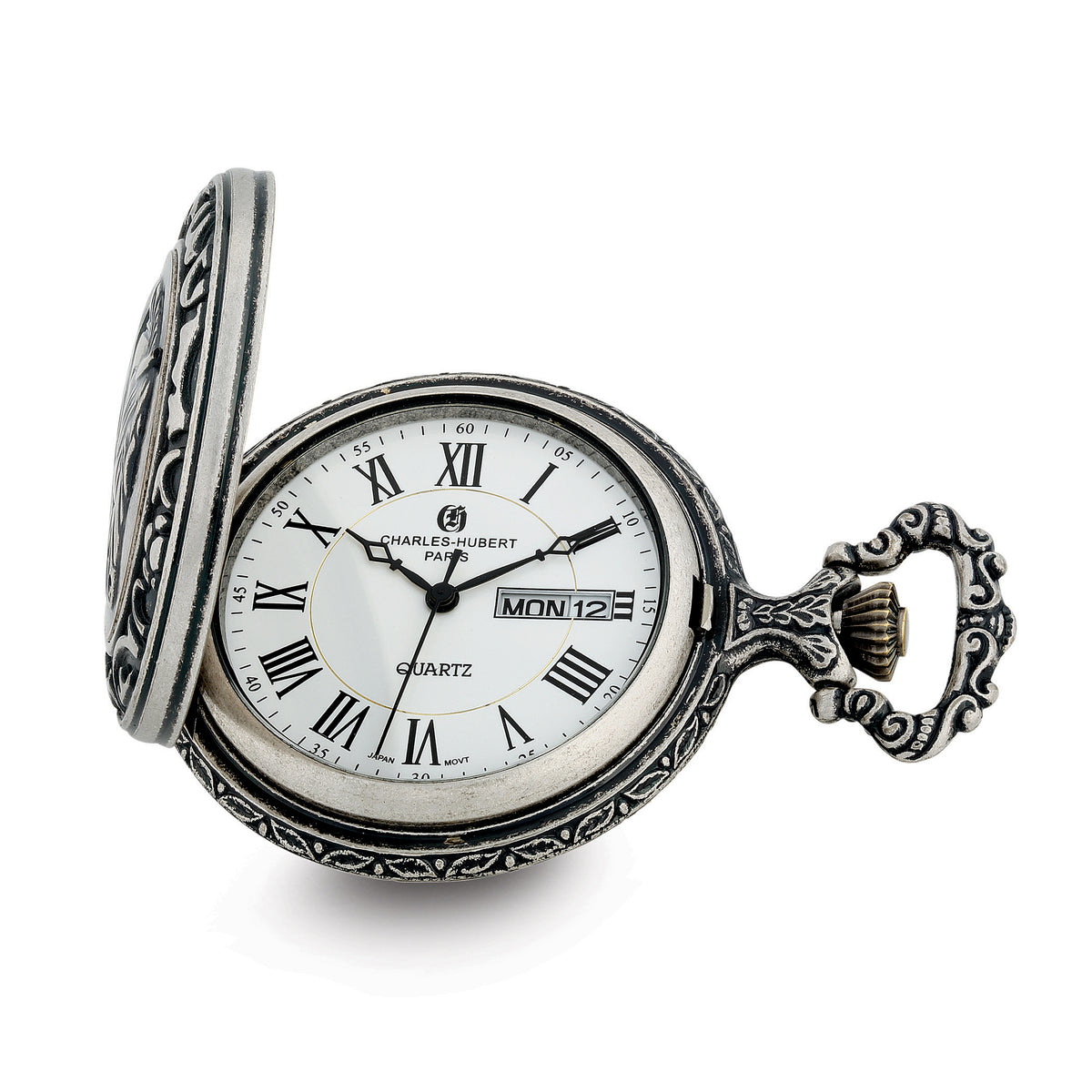 Charles Hubert Antique Chrome-finish Hunter & Dog Pocket Watch