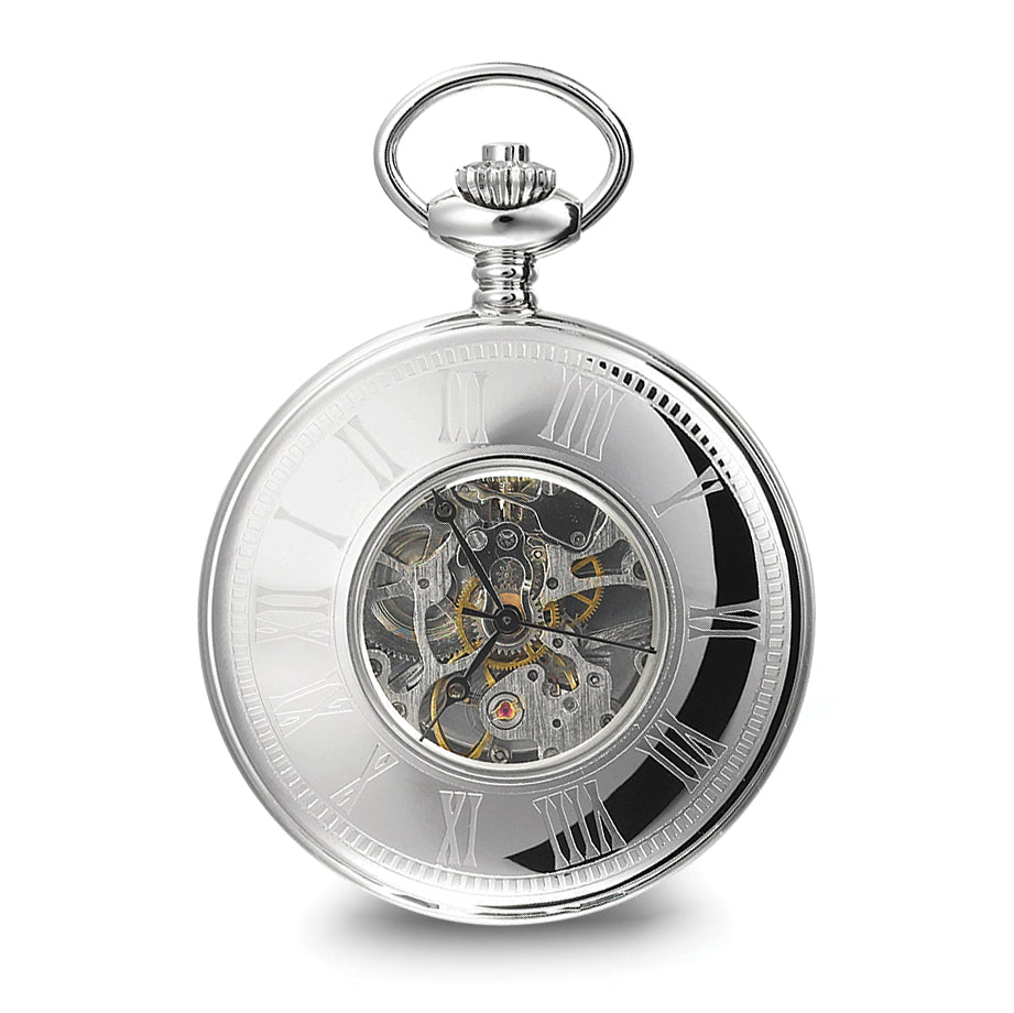 Charles Hubert Solid Stainless Steel White Dial Pocket Watch