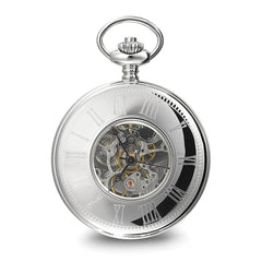 Charles Hubert Solid Stainless Steel White Dial Pocket Watch