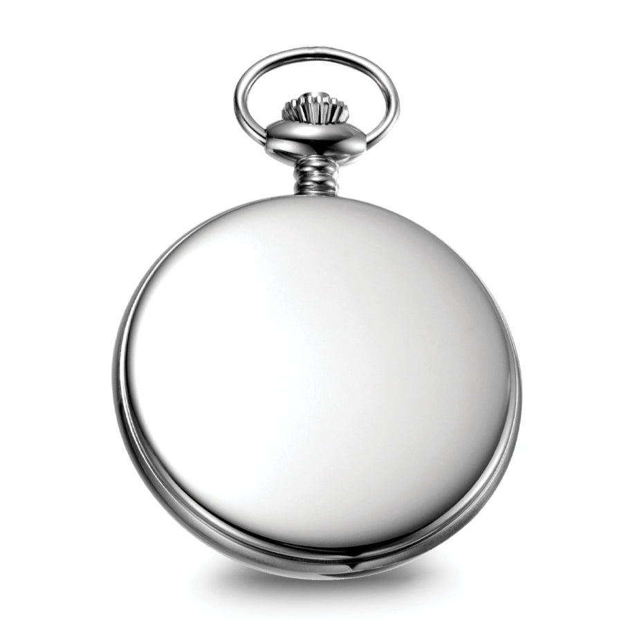 Charles Hubert Solid Stainless Steel White Dial Pocket Watch