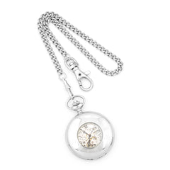 Charles Hubert Solid Stainless Steel White Dial Pocket Watch