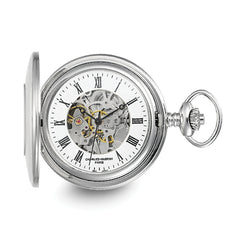 Charles Hubert Solid Stainless Steel White Dial Pocket Watch