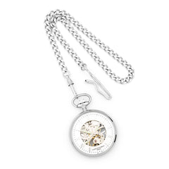 Charles Hubert Chrome-finish Off-White Ceramic Dial Pocket Watch