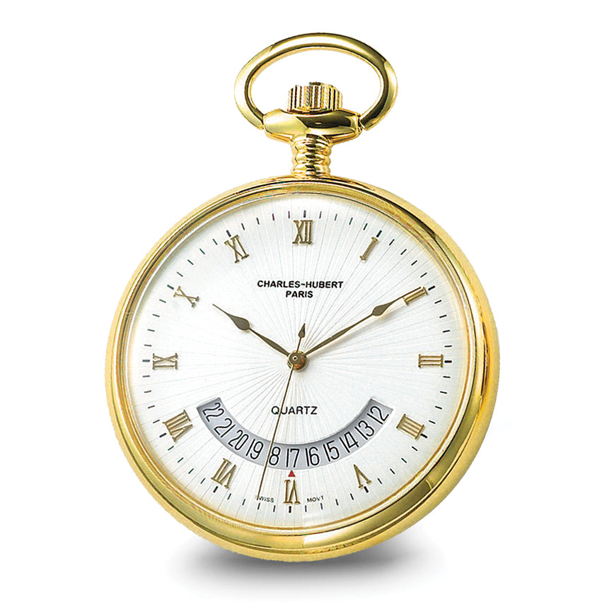 Charles Hubert Gold-finish White Dial Gold Pocket Watch