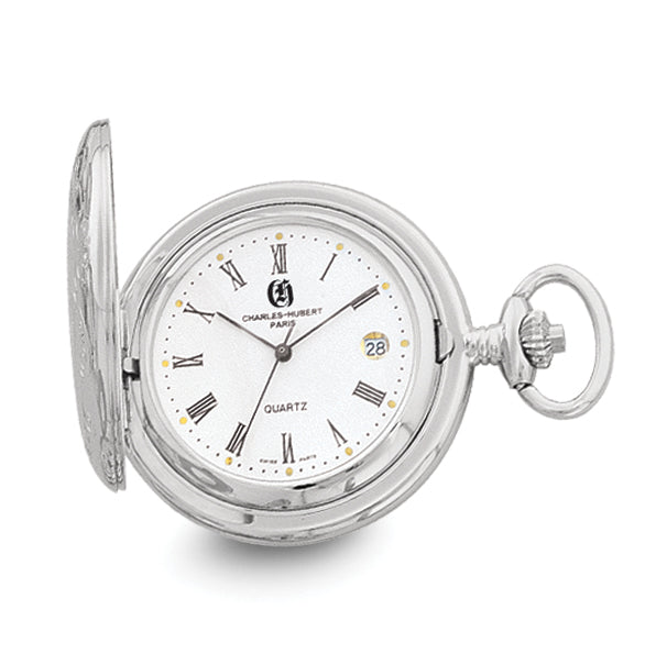Charles Hubert Chrome-finish White Dial Three Hands Pocket Watch
