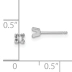 14k White Gold 2.75mm Princess Cut Stud Earring Mounting (No Stone Included)s
