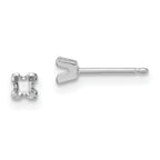 14k White Gold 2.75mm Princess Cut Stud Earring Mounting (No Stone Included)s