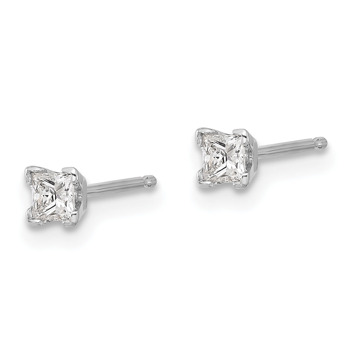 14k White Gold VS Quality Complete Princess Cut Diamond Earrings Secondary image