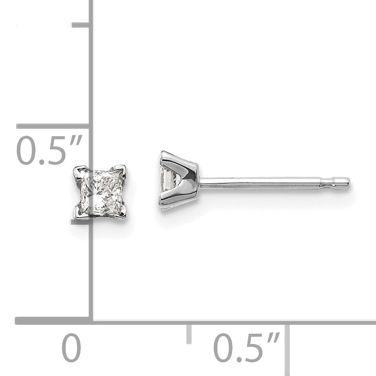 14k White Gold AA Quality Complete Princess Cut Diamond Earrings