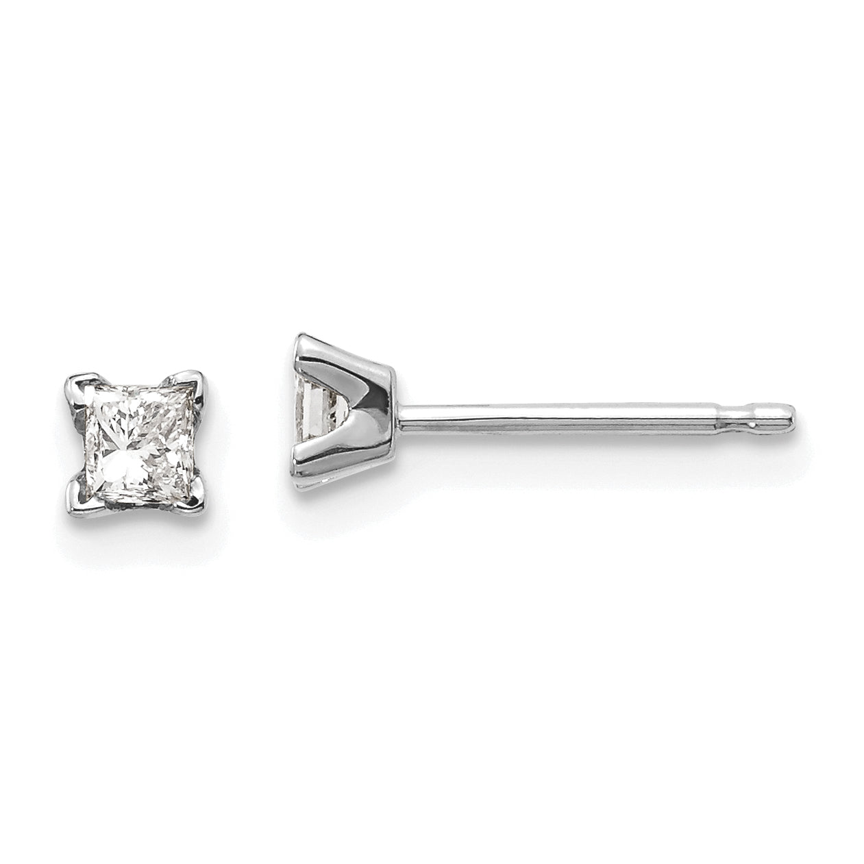 14k White Gold VS Quality Complete Princess Cut Diamond Earrings Main image