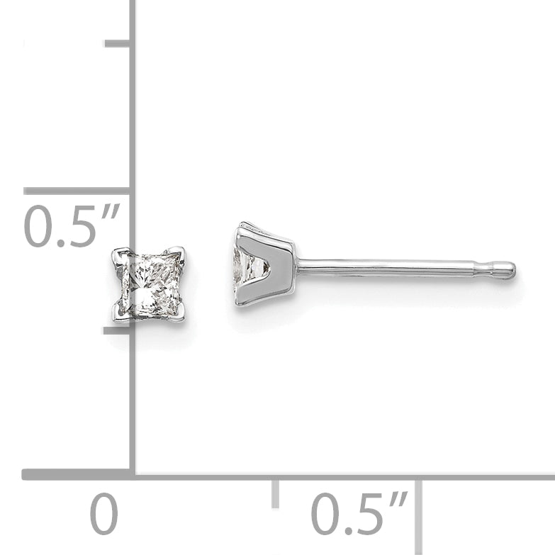 14k White Gold VS Quality Complete Princess Cut Diamond Earrings Secondary image