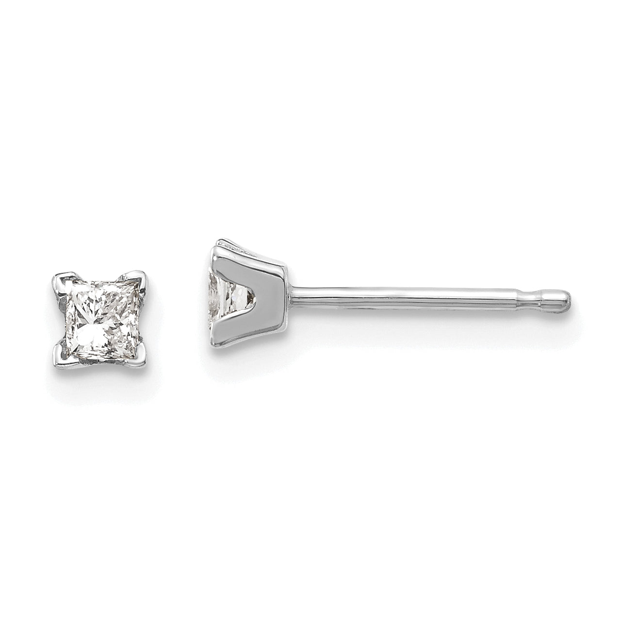 14k White Gold AAA Quality Complete Princess Cut Diamond Earring Main image