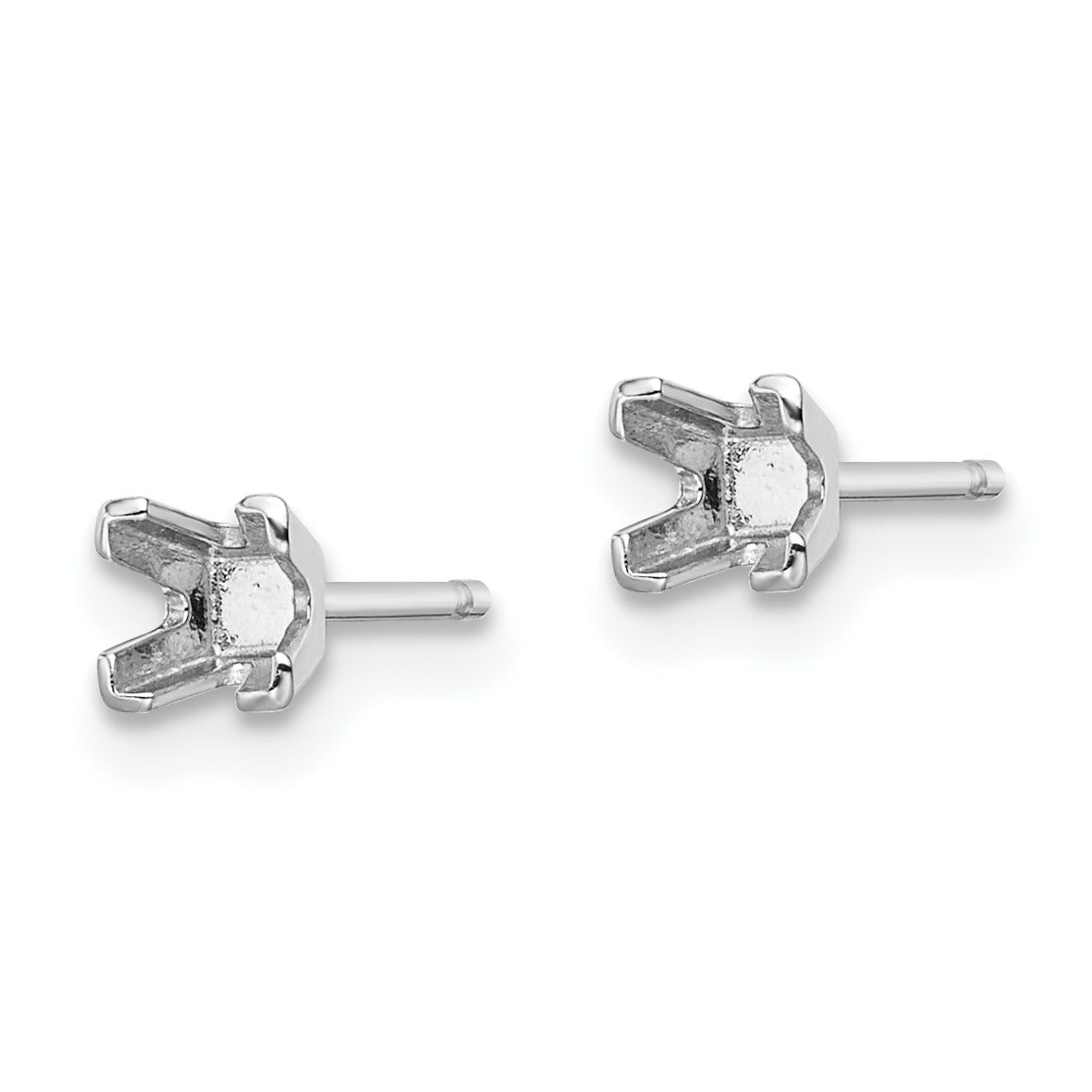 14k White Gold 3.25mm Princess Cut Stud Earring Mounting (No Stone Included)s
