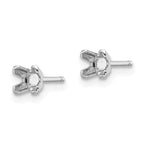 14k White Gold 3.25mm Princess Cut Stud Earring Mounting (No Stone Included)s