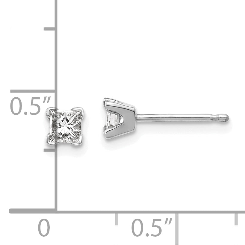 14k White Gold AA Quality Complete Princess Cut Diamond Earrings
