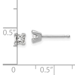 14k White Gold AA Quality Complete Princess Cut Diamond Earrings