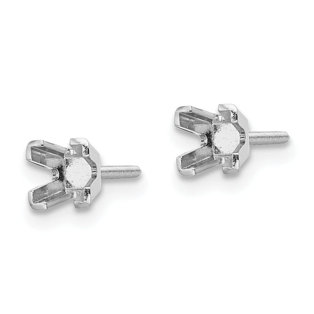 14k White Gold 3.5mm Princess Cut Stud Earring Mounting (No Stone Included)s