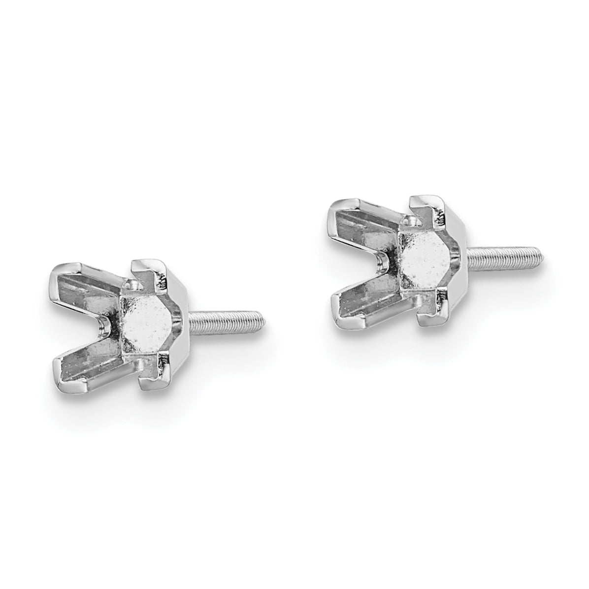 14k White Gold 3.5mm Princess Cut Stud Earring Mounting (No Stone Included)s