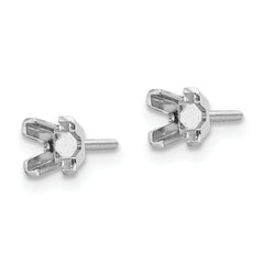 14k White Gold 3.5mm Princess Cut Stud Earring Mounting (No Stone Included)s