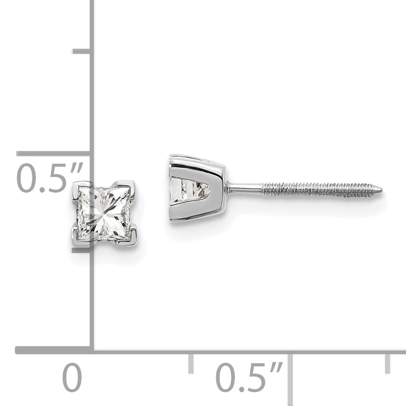 14k White Gold AA Quality Complete Princess Cut Diamond Earrings