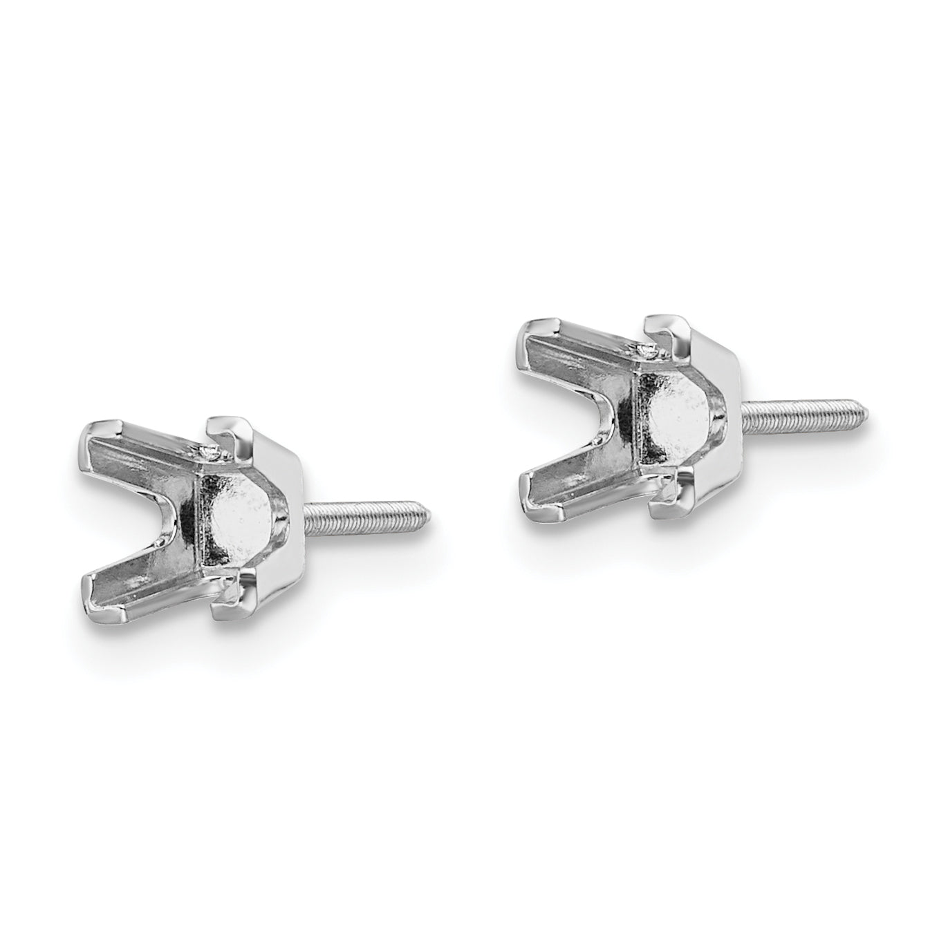 14k White Gold 3.75mm Princess Cut Stud Earring Mounting (No Stone Included)s