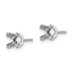 14k White Gold 3.75mm Princess Cut Stud Earring Mounting (No Stone Included)s