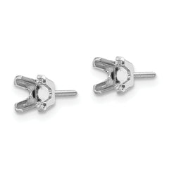 14k White Gold 3.75mm Princess Cut Stud Earring Mounting (No Stone Included)s