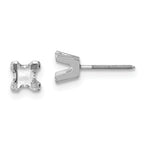 14k White Gold 3.75mm Princess Cut Stud Earring Mounting (No Stone Included)s